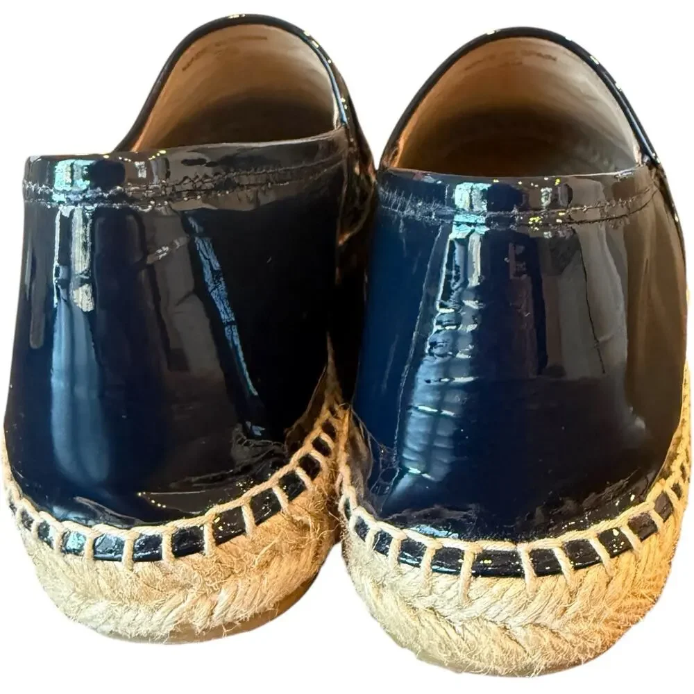 CH Carolina Herrera Initials Insignia Patent Leather Espadrilles Flats Size 39